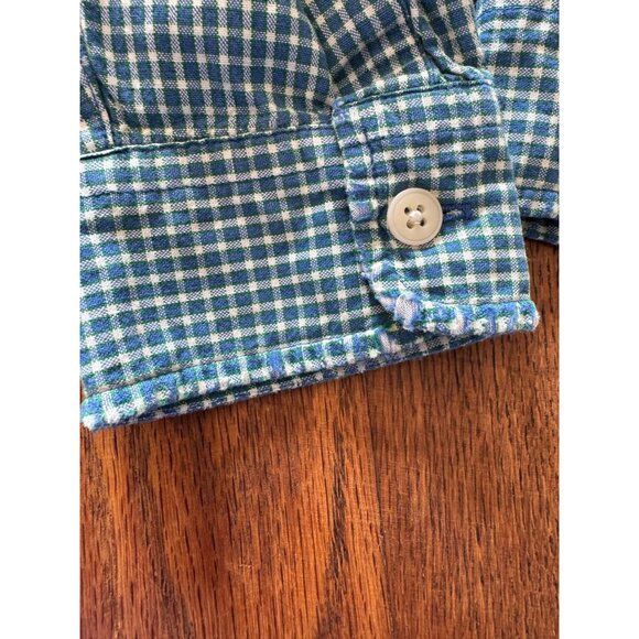 Abercrombie & Fitch Mens Shirt M Green Blue Gingham Button-Down Flaws - Picture 5 of 9